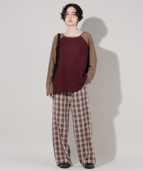 GEORGE'S(ジョージズ)の「メッシュラグランTシャツ(Tシャツ/カットソー・レディース・ブルー/ボルドー/オフホワイト・FREE)」の18枚目の写真