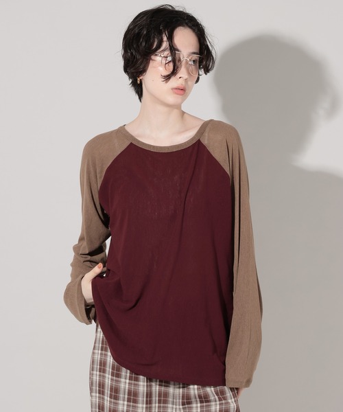 GEORGE'S(ジョージズ)の「メッシュラグランTシャツ(Tシャツ/カットソー・レディース・ブルー/ボルドー/オフホワイト・FREE)」の22枚目の写真