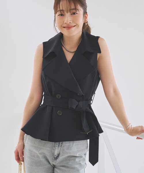 La boutique BonBon(ラブティックボンボン)の「ペプラムジレ(ベスト・レディース・ネイビー/ブラック・FREE)」の1枚目の写真