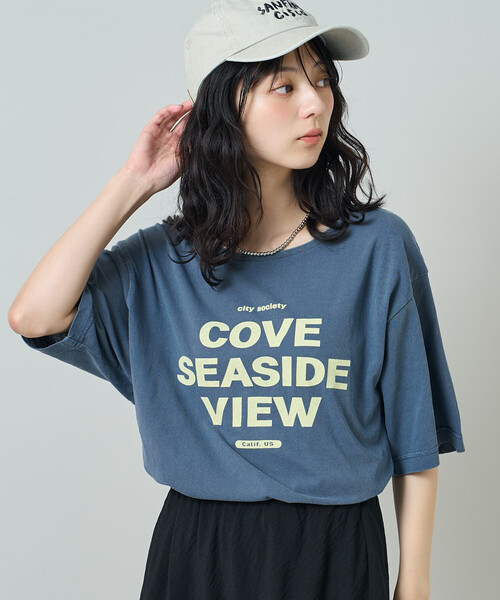 FREAK'S STORE(フリークスストア)の「ルーズネック ピグメントロゴTシャツ(Tシャツ/カットソー・レディース・チャコール/ネイビー/ピンク・フリ-)」の3枚目の写真