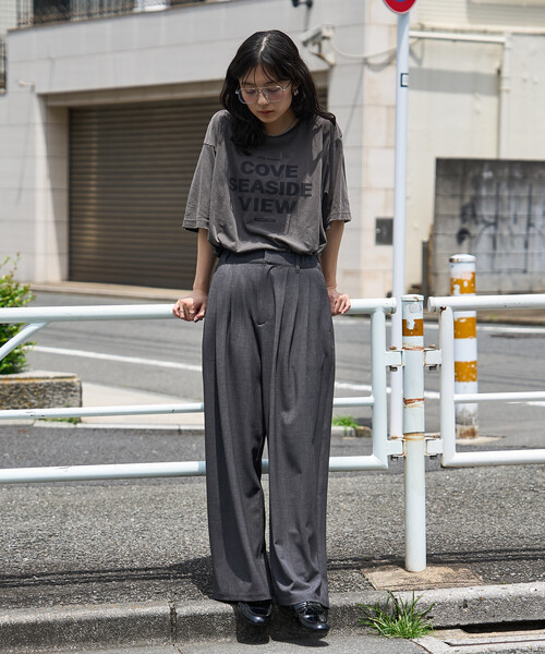 FREAK'S STORE(フリークスストア)の「ルーズネック ピグメントロゴTシャツ(Tシャツ/カットソー・レディース・チャコール/ネイビー/ピンク・フリ-)」の9枚目の写真