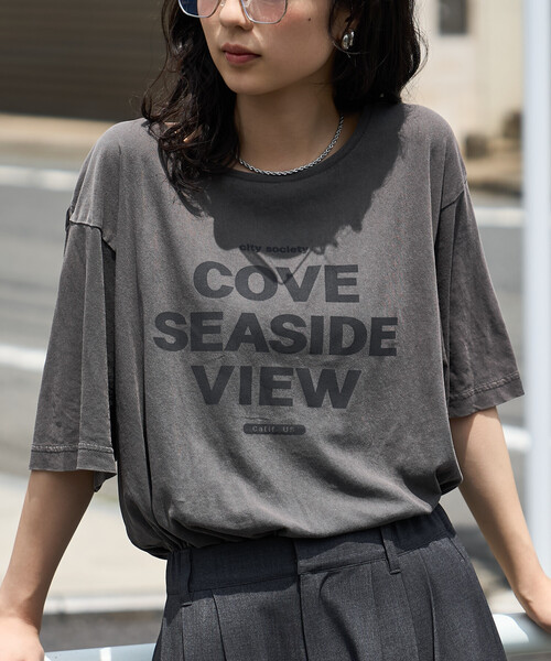 FREAK'S STORE(フリークスストア)の「ルーズネック ピグメントロゴTシャツ(Tシャツ/カットソー・レディース・チャコール/ネイビー/ピンク・フリ-)」の10枚目の写真