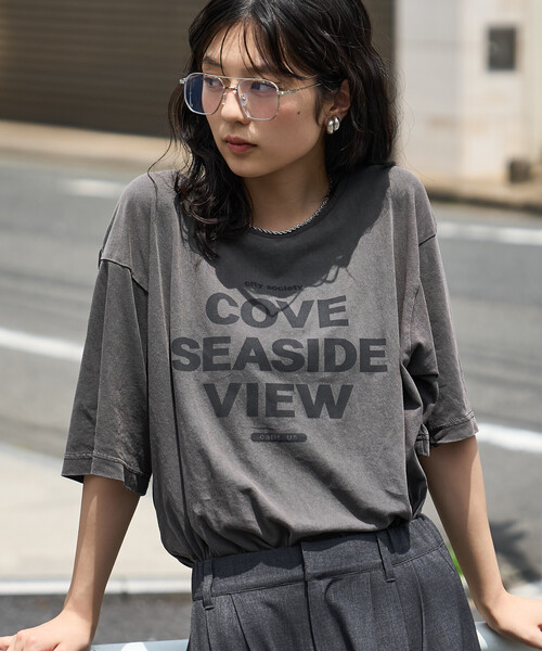 FREAK'S STORE(フリークスストア)の「ルーズネック ピグメントロゴTシャツ(Tシャツ/カットソー・レディース・チャコール/ネイビー/ピンク・フリ-)」の12枚目の写真