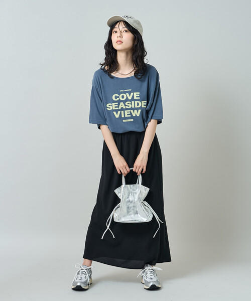 FREAK'S STORE(フリークスストア)の「ルーズネック ピグメントロゴTシャツ(Tシャツ/カットソー・レディース・チャコール/ネイビー/ピンク・フリ-)」の6枚目の写真