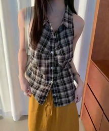 サイドシャーリングノースリーブシャツ