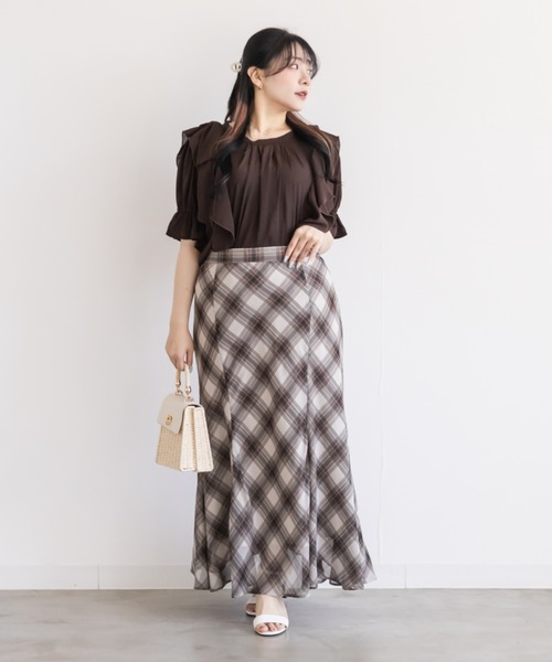 CLETTE(クレット)の「肩リボンフリルブラウス(シャツ/ブラウス・レディース・サックスブルー/ネイビー/ブラウン・3L/LL/4L)」の18枚目の写真