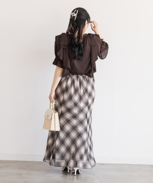 CLETTE(クレット)の「肩リボンフリルブラウス(シャツ/ブラウス・レディース・サックスブルー/ネイビー/ブラウン・3L/LL/4L)」の19枚目の写真
