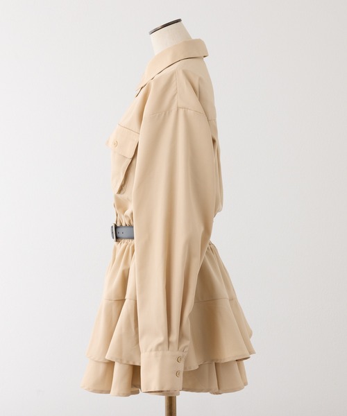one after another NICE CLAUP(ワンアフターアナザーナイスクラップ)の「バッグ付きベルトminiシャツワンピース(ワンピース・レディース・ブラウン系その他/ベージュ/オフホワイト・FREE)」の4枚目の写真