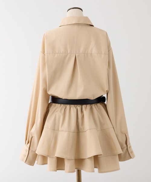 one after another NICE CLAUP(ワンアフターアナザーナイスクラップ)の「バッグ付きベルトminiシャツワンピース(ワンピース・レディース・ブラウン系その他/ベージュ/オフホワイト・FREE)」の5枚目の写真