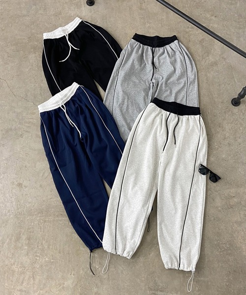 non-hedge(ノンヘッジ)の「ラインスウェットワイドパンツ(スウェットパンツ・レディース・ネイビー/オートミール/グレー/ブラック・FREE)」の22枚目の写真