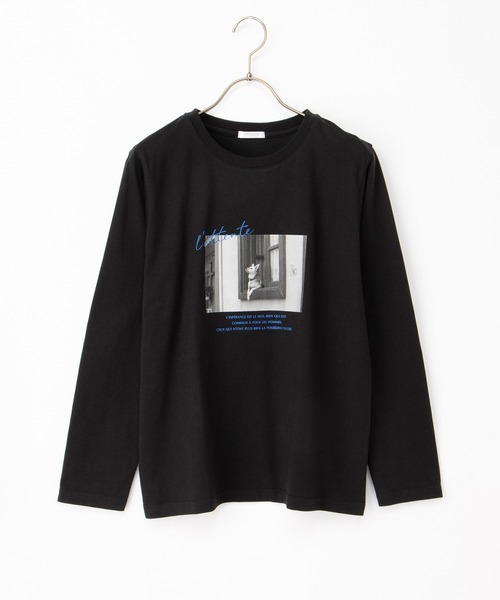 Honeys(ハニーズ)の「フォトプリントTシャツ(Tシャツ/カットソー・レディース・オフホワイト/モカ/ブラック/ダークグリーン系1/ダークオレンジ・L/M/LL)」の19枚目の写真