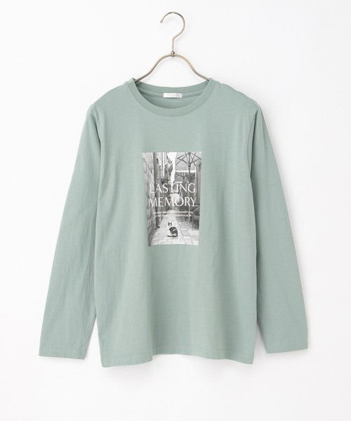 Honeys(ハニーズ)の「フォトプリントTシャツ(Tシャツ/カットソー・レディース・オフホワイト/モカ/ブラック/ダークグリーン系1/ダークオレンジ・L/M/LL)」の21枚目の写真