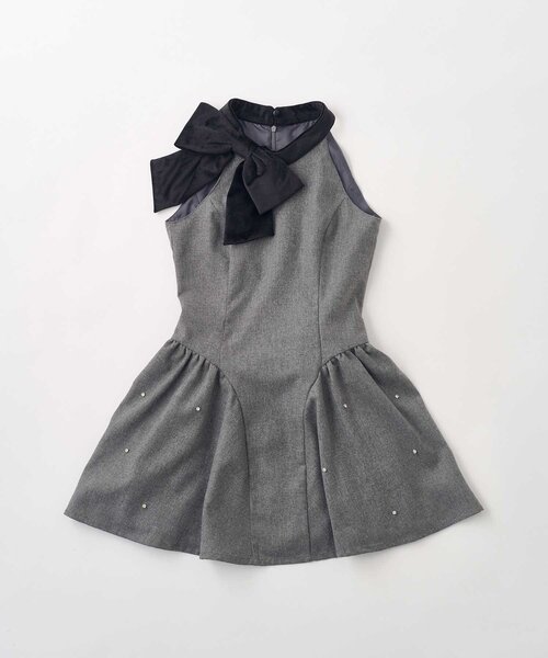Belle Charme（ベルシャルム）の「【Belle Charme】Velour Ribbon Jewel Onepiece（ワンピース・レディース・グレー/ボルドー/ブラック・FREE）」の16枚目の写真
