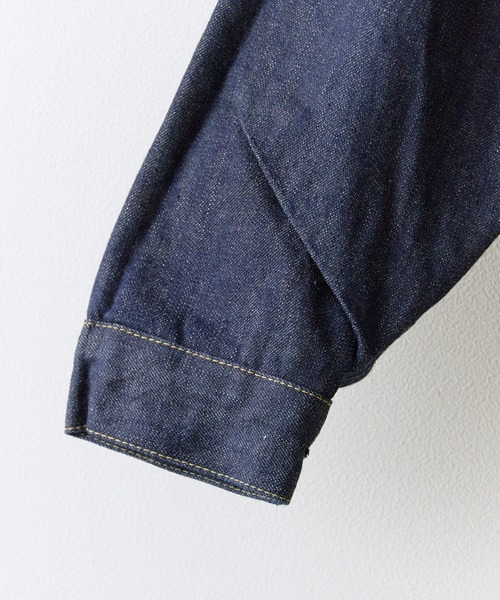 orSlow（オアスロウ）の「orSlow/オアスロウ TYPE1 40'S PLEATED FRONT BLOUSE ワンウォッシュ デニムジャケット 2026年 夏 夏服 秋服（デニムジャケット・メンズ・ブルー・2/4/3）」の6枚目の写真