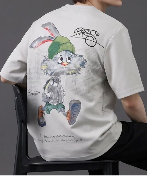 revertical（リバーティカル）の「ラビット キャラクター アートグラフィック バックプリント 半袖Tシャツ（Tシャツ/カットソー・メンズ・グレー/ブラック/ホワイト・MEDIUM/LARGE）」の3枚目の写真