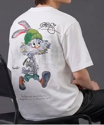 ラビット キャラクター アートグラフィック バックプリント 半袖Tシャツ