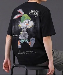 ラビット キャラクター アートグラフィック バックプリント 半袖Tシャツ
