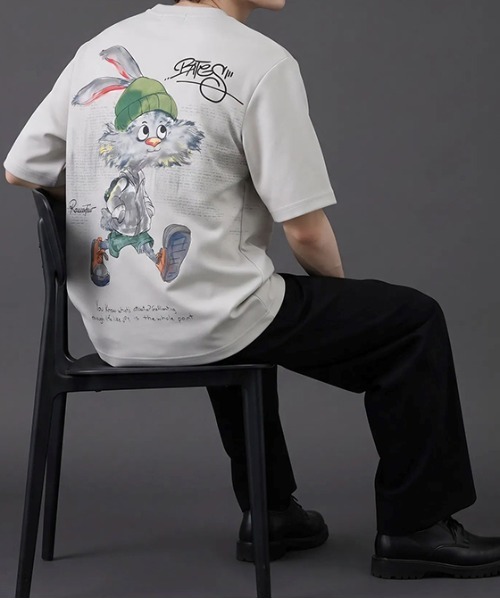 revertical（リバーティカル）の「ラビット キャラクター アートグラフィック バックプリント 半袖Tシャツ（Tシャツ/カットソー・メンズ・グレー/ブラック/ホワイト・MEDIUM/LARGE）」の14枚目の写真