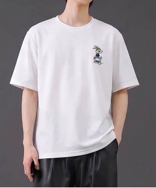 revertical（リバーティカル）の「ラビット キャラクター アートグラフィック バックプリント 半袖Tシャツ（Tシャツ/カットソー・メンズ・グレー/ブラック/ホワイト・MEDIUM/LARGE）」の5枚目の写真