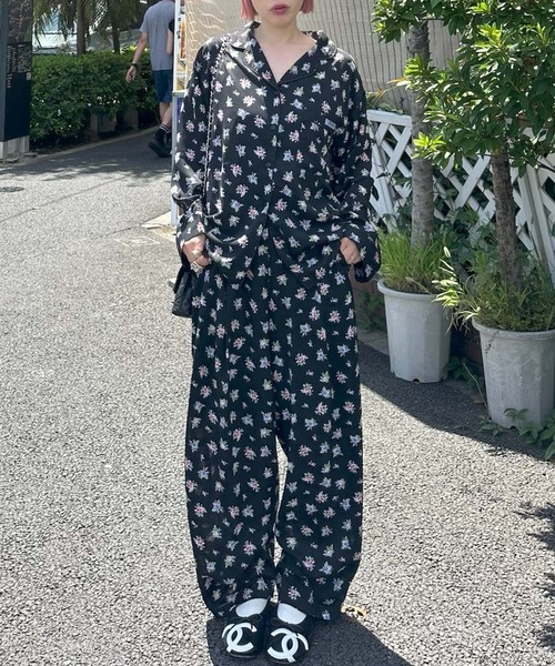 Alley Tokyo(アリートーキョー)の「花柄パジャマゆるパンツ(その他パンツ・レディース・ブラック/オフホワイト・FREE)」の10枚目の写真