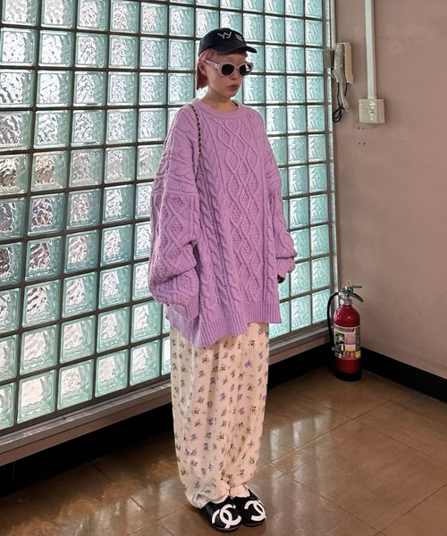 Alley Tokyo(アリートーキョー)の「花柄パジャマゆるパンツ(その他パンツ・レディース・ブラック/オフホワイト・FREE)」の20枚目の写真