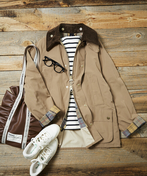 FREAK'S STORE(フリークスストア)の「Barbour | FREAK'S STORE/バブアー 別注 BEDALE OS SLEEVE/別注 ビデイル オーバーサイズ スリーブ/ジャケット(ブルゾン・レディース・ベージュ/チャコールグレー/ブラウン/ブラック/オリーブ/ワインレッド・34/38/36)」の4枚目の写真