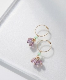 カラービーズフープピアス