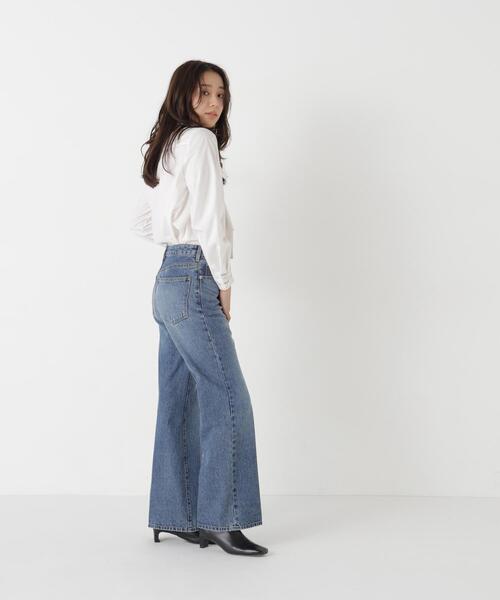 NATURAL BEAUTY BASIC（ナチュラルビューティーベーシック）の「レースカフスリボンタイブラウス（シャツ/ブラウス・レディース・ブルー/オフホワイト・FREE）」の5枚目の写真