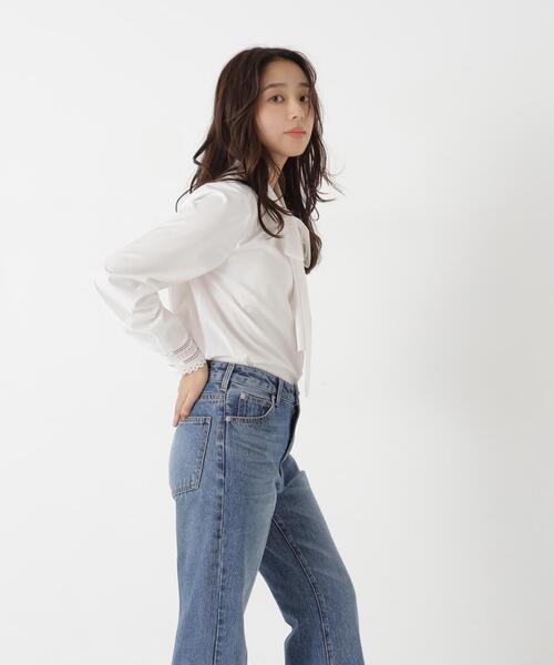 NATURAL BEAUTY BASIC（ナチュラルビューティーベーシック）の「レースカフスリボンタイブラウス（シャツ/ブラウス・レディース・ブルー/オフホワイト・FREE）」の8枚目の写真