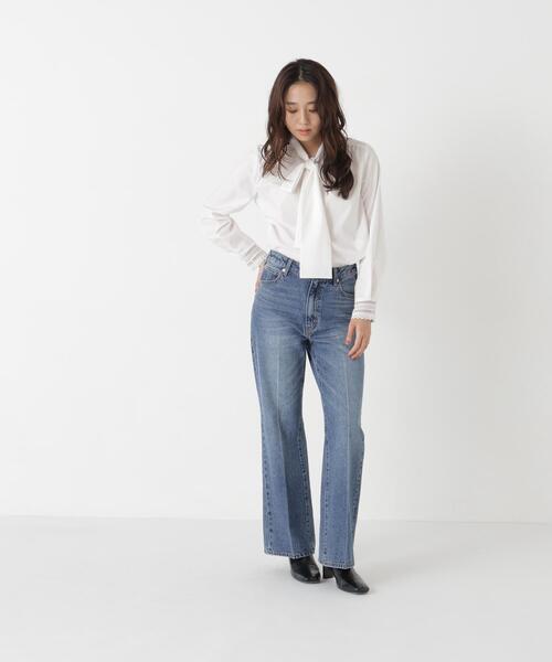 NATURAL BEAUTY BASIC（ナチュラルビューティーベーシック）の「レースカフスリボンタイブラウス（シャツ/ブラウス・レディース・ブルー/オフホワイト・FREE）」の9枚目の写真