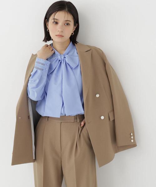 NATURAL BEAUTY BASIC（ナチュラルビューティーベーシック）の「レースカフスリボンタイブラウス（シャツ/ブラウス・レディース・ブルー/オフホワイト・FREE）」の12枚目の写真
