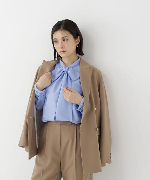 NATURAL BEAUTY BASIC（ナチュラルビューティーベーシック）の「レースカフスリボンタイブラウス（シャツ/ブラウス・レディース・ブルー/オフホワイト・FREE）」の14枚目の写真