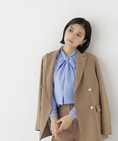 NATURAL BEAUTY BASIC（ナチュラルビューティーベーシック）の「レースカフスリボンタイブラウス（シャツ/ブラウス・レディース・ブルー/オフホワイト・FREE）」の16枚目の写真