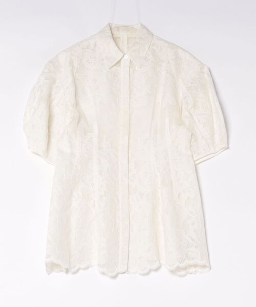CLANE(クラネ)の「CLANE/クラネ/FLOWER LACE WAIST SHAPE TOPS(シャツ/ブラウス・レディース・ブラック/ホワイト/ブラウン・1)」の2枚目の写真