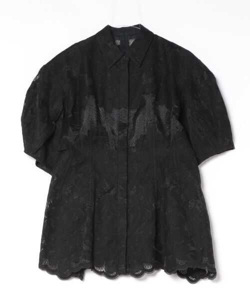 CLANE(クラネ)の「CLANE/クラネ/FLOWER LACE WAIST SHAPE TOPS(シャツ/ブラウス・レディース・ブラック/ホワイト/ブラウン・1)」の3枚目の写真