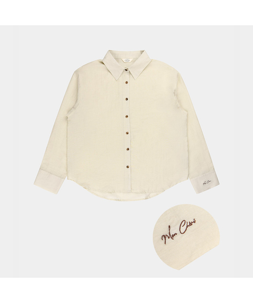 PIGMENT（ピグメント）の「カフス刺繍カラー ブラウス (KYBL2605294)（シャツ/ブラウス・レディース・ネイビー/ベージュ/ブラウン/ピンク・FREE）」の3枚目の写真