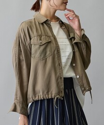 カラーデニム裾ドロスト入りシャツ