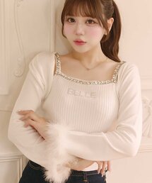 【Belle Charme】Bijou Strap Knit Cami