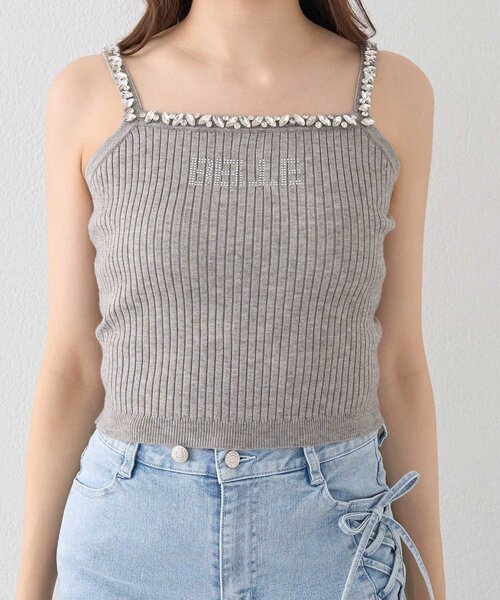 Belle Charme（ベルシャルム）の「【Belle Charme】Bijou Strap Knit Cami（キャミソール・レディース・トップグレー/オフホワイト/ブラック・FREE）」の11枚目の写真