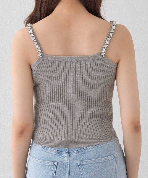Belle Charme（ベルシャルム）の「【Belle Charme】Bijou Strap Knit Cami（キャミソール・レディース・トップグレー/オフホワイト/ブラック・FREE）」の12枚目の写真