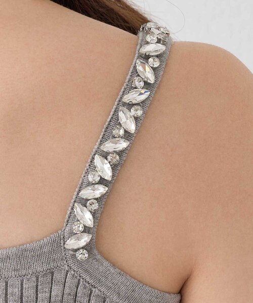 Belle Charme（ベルシャルム）の「【Belle Charme】Bijou Strap Knit Cami（キャミソール・レディース・トップグレー/オフホワイト/ブラック・FREE）」の16枚目の写真