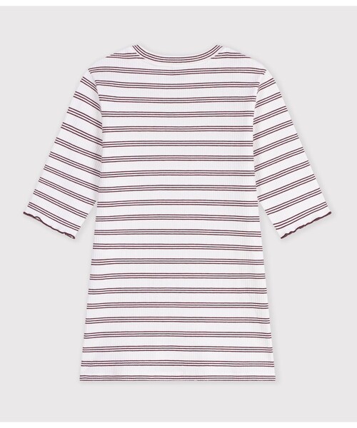 PETIT BATEAU(プチバトー)の「リブ編み半袖Tシャツ(Tシャツ/カットソー・レディース・ホワイト×レッド・XX-SMALL/X-SMALL/SMALL/MEDIUM/LARGE)」の5枚目の写真