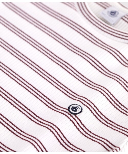 PETIT BATEAU(プチバトー)の「リブ編み半袖Tシャツ(Tシャツ/カットソー・レディース・ホワイト×レッド・XX-SMALL/X-SMALL/SMALL/MEDIUM/LARGE)」の4枚目の写真