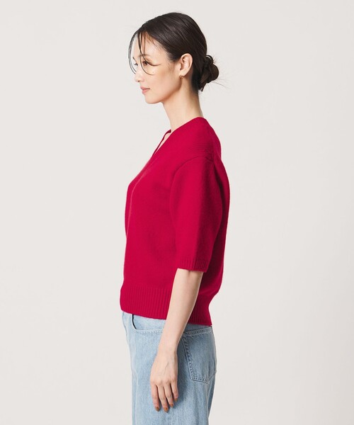 UNITED ARROWS(ユナイテッドアローズ)の「CA/W ハーフスリーブ Vネック ニット(ニット/セーター・レディース・レッド/グレー系/ネイビー・FREE)」の14枚目の写真