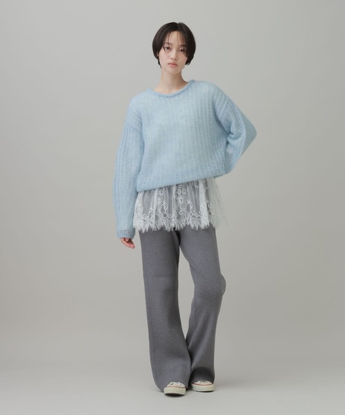 LAKOLE(ラコレ)の「透かし柄編みニットプルオーバー / 1052300(ニット/セーター・レディース・ライトブルー/チャコール/ライトベージュ・FREE)」の17枚目の写真