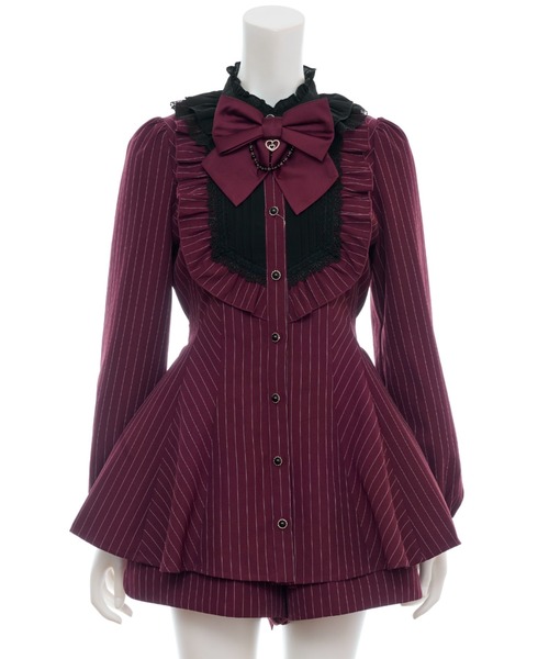 Secret Honey（シークレットハニー）の「ピンタックヨークスタンドカラーセットアップ（セットアップ・レディース・ブラック/ワインレッド・MEDIUM）」の9枚目の写真