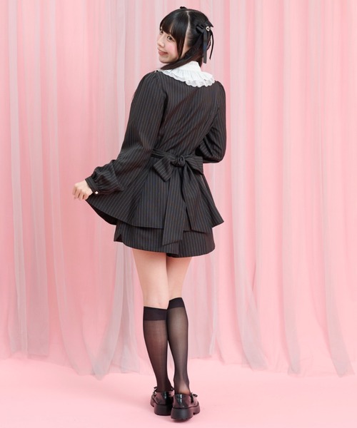 Secret Honey（シークレットハニー）の「ピンタックヨークスタンドカラーセットアップ（セットアップ・レディース・ブラック/ワインレッド・MEDIUM）」の8枚目の写真