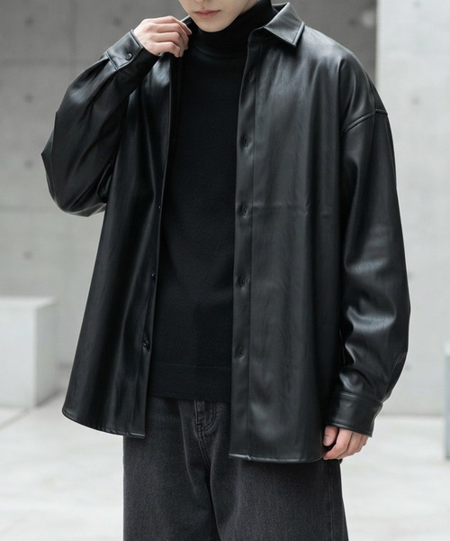 JOHNNY WOLF(ジョニーウルフ)の「LAUDA ルーズ フェイクレザー シャツ(シャツ/ブラウス・メンズ・ブラック・XL/L/M)」の1枚目の写真