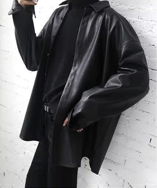 JOHNNY WOLF(ジョニーウルフ)の「LAUDA ルーズ フェイクレザー シャツ(シャツ/ブラウス・メンズ・ブラック・XL/L/M)」の9枚目の写真