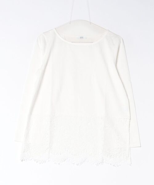 a.v.v(アーヴェヴェ)の「レース ヘム ロンT(Tシャツ/カットソー・レディース・ホワイト/ブラック・38/40)」の1枚目の写真